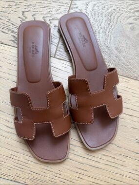 Hermes Oran Leather Sandals